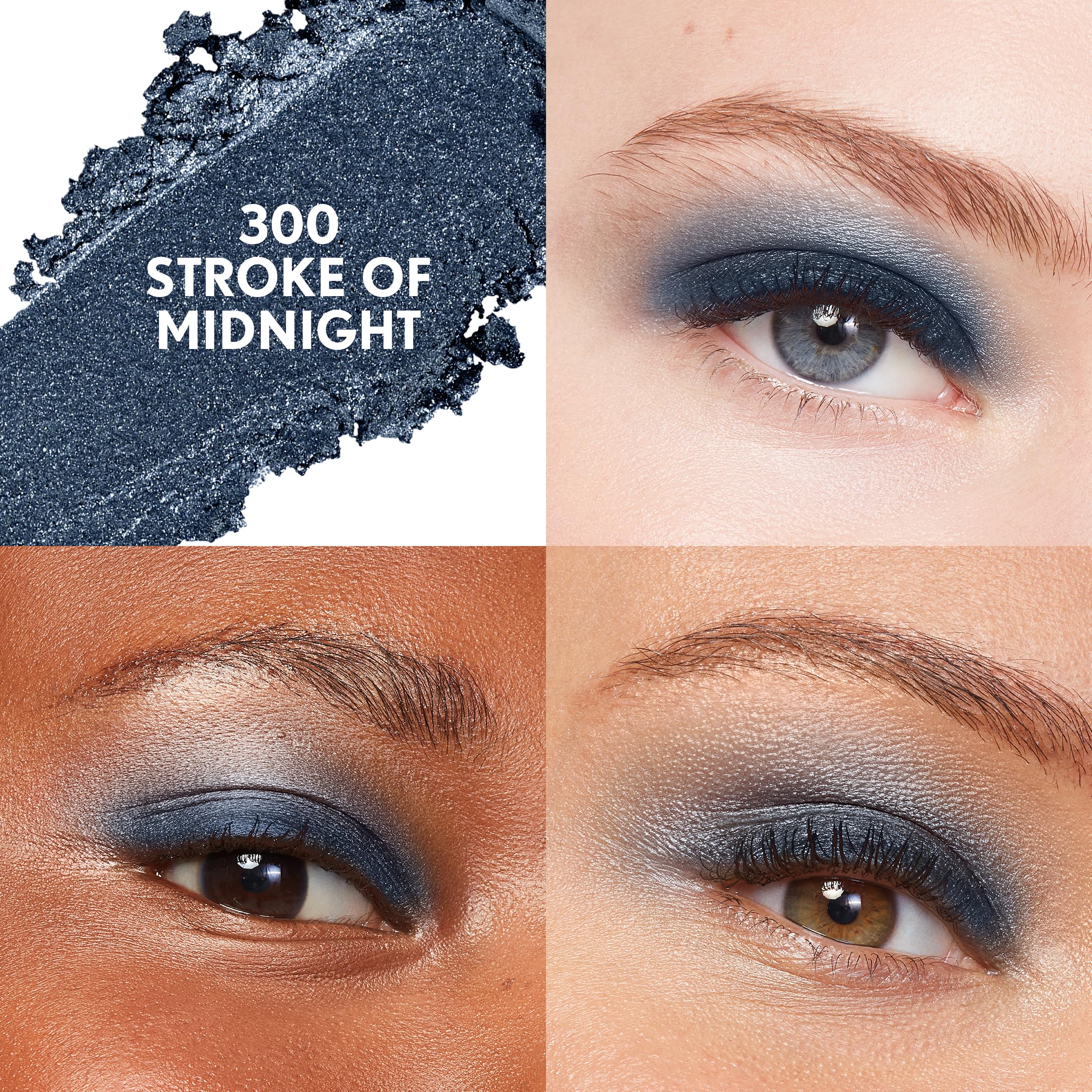 CoverGirl swatches on arm showing rich midnight shimmer and blendability