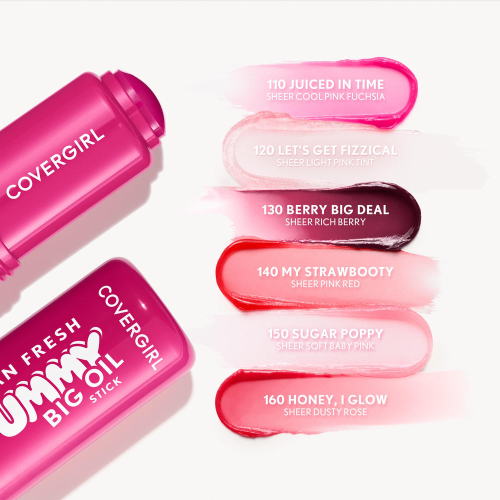 COVERGIRL swatch on arm showing sheer berry tint and natural glow