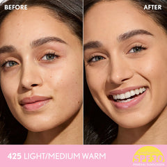 Close-up texture of COVERGIRL formula highlighting pore-blurring benefit