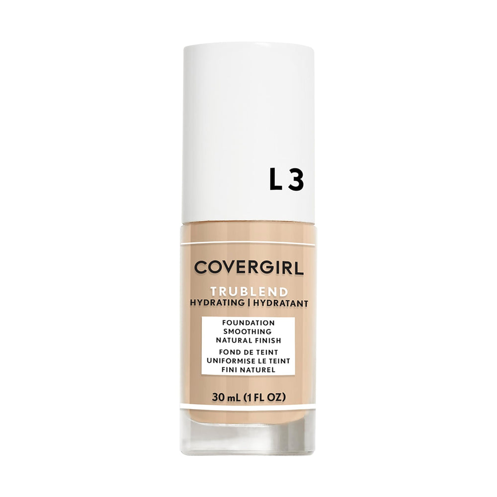 COVERGIRL bottle front showing Natural Ivory L3 shade and compact size benefit