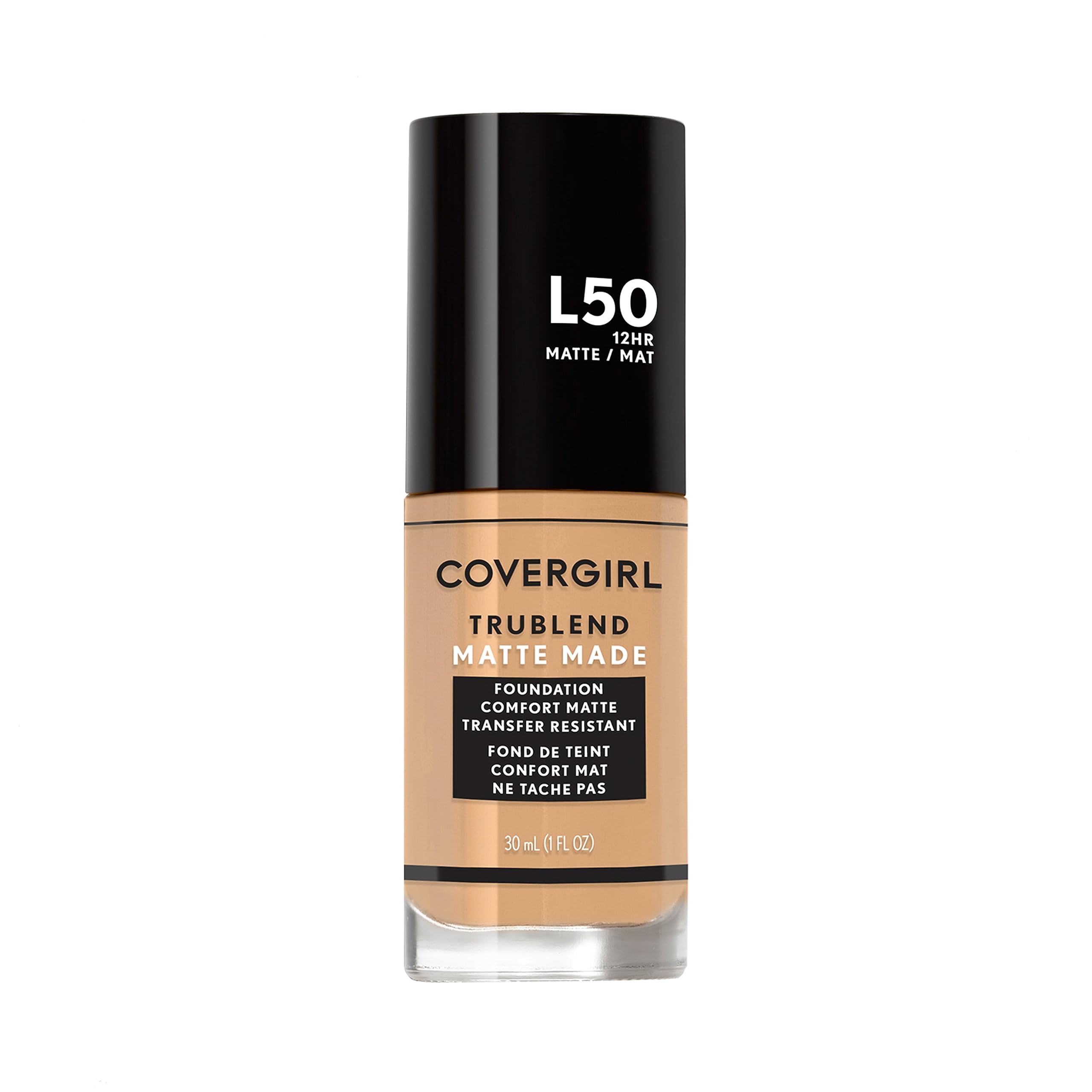 COVERGIRL truBlend bottle front view showing shade and benefit
