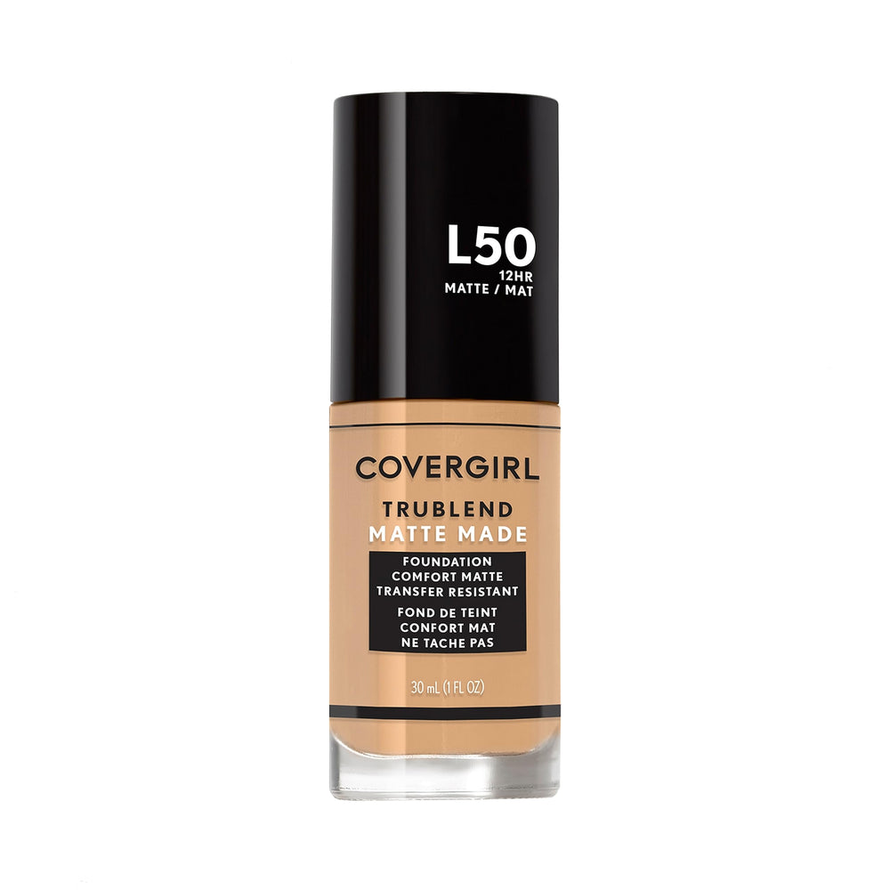 COVERGIRL truBlend bottle front view showing shade and benefit