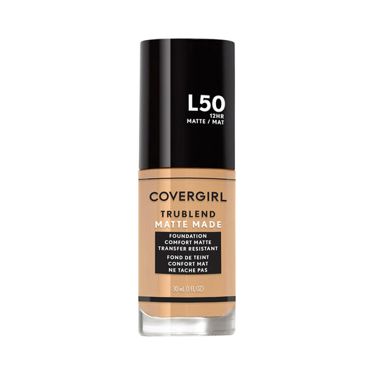 COVERGIRL truBlend bottle front view showing shade and benefit