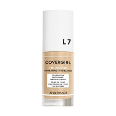 COVERGIRL truBlend front packaging showing bottle and shade Warm Beige benefits even tone