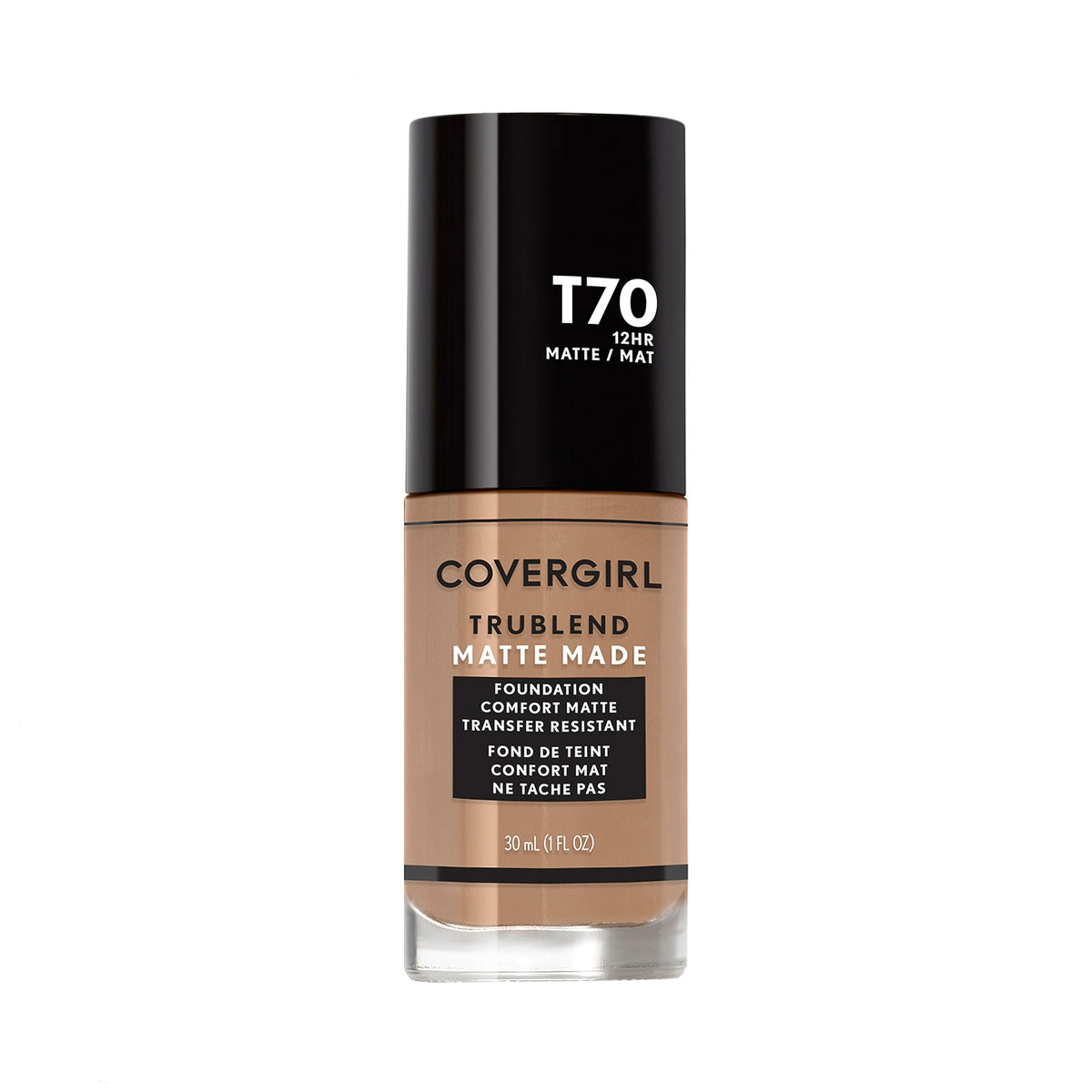 COVERGIRL front packaging showing sleek bottle and matte finish benefit