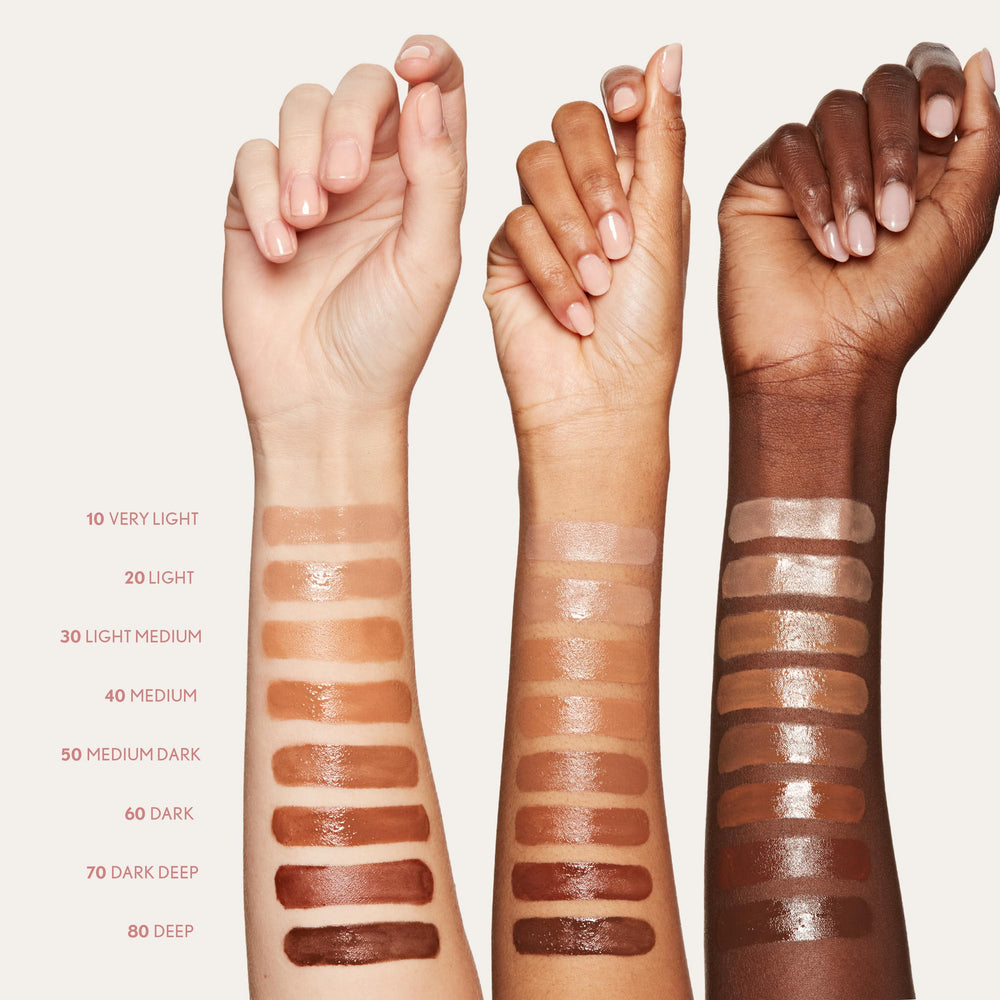 COVERGIRL on-skin swatch of 50 Medium Dark demonstrating buildable warmth