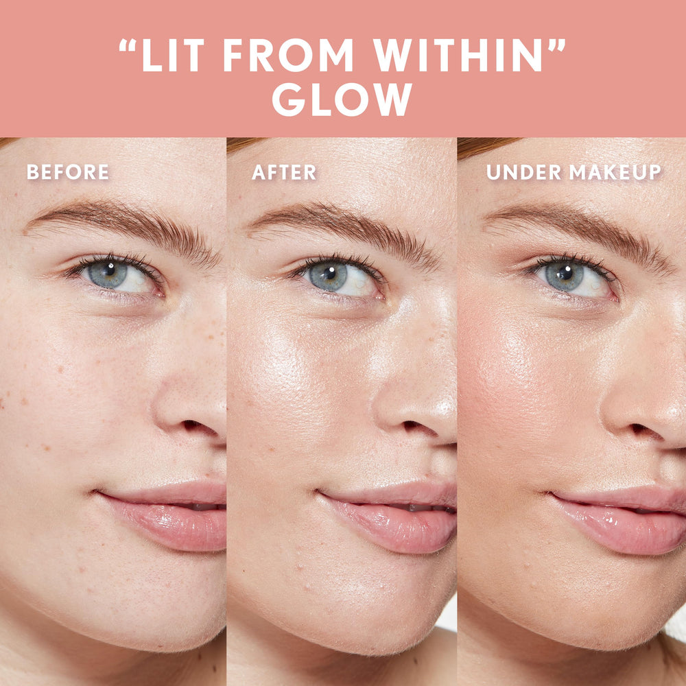 COVERGIRL TruBlend Opal Glow applied to cheekbone showing luminous highlight and natural radiance