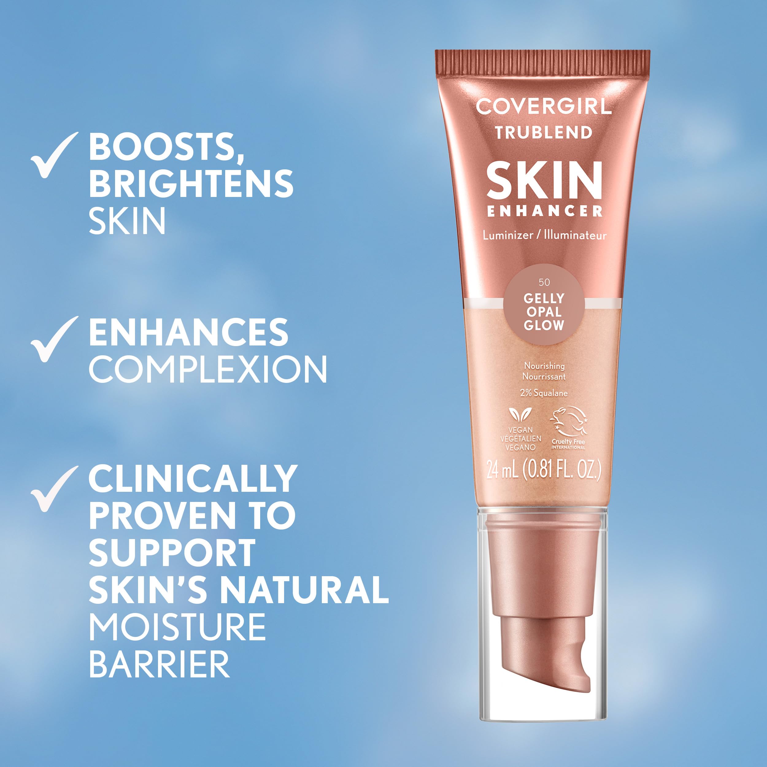 COVERGIRL TruBlend Opal Glow mixed into foundation illustrating dewy finish and even glow