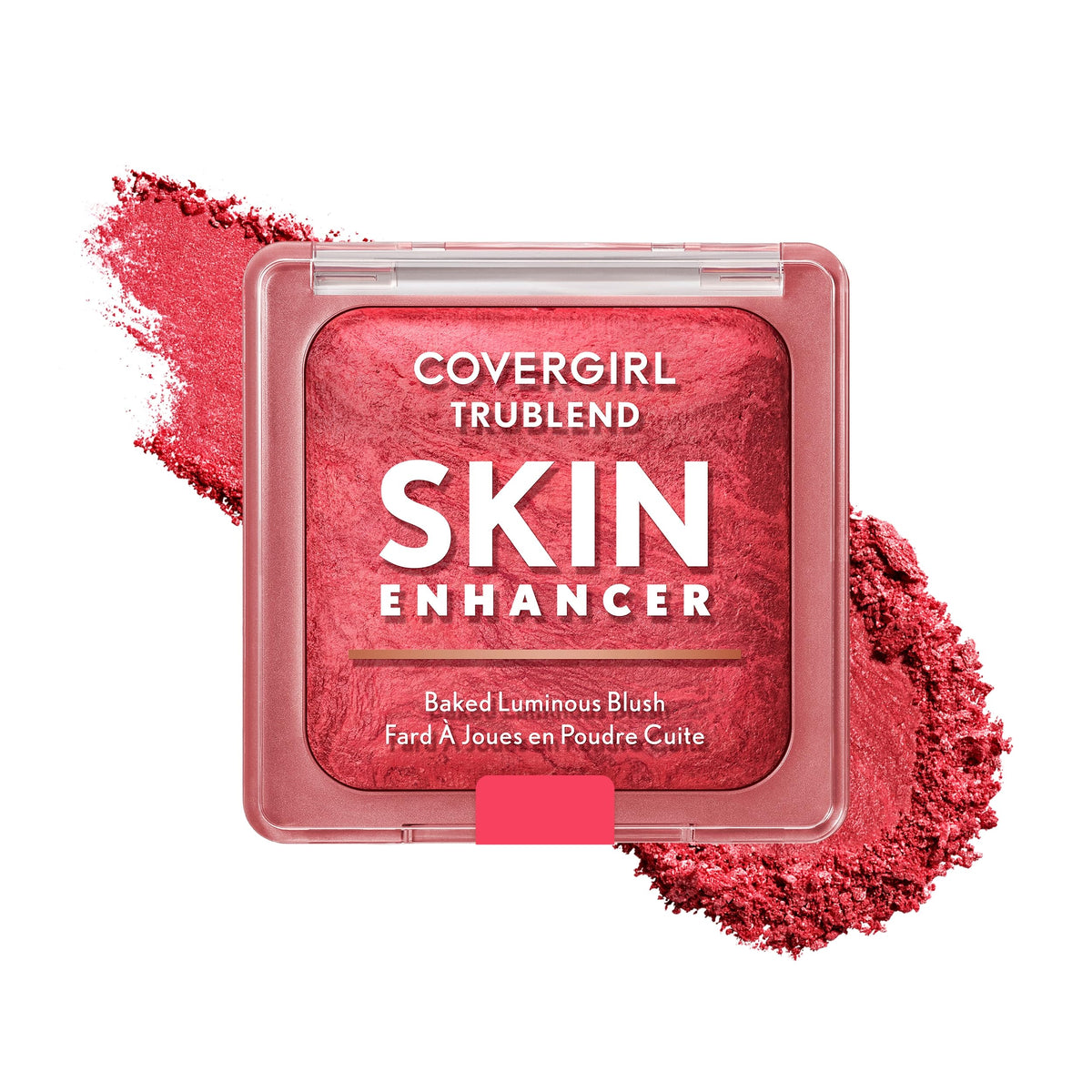 COVERGIRL TruBlend compact front view showing swirled Strawberry Drizzle benefit vibrant color