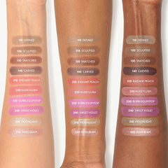 COVERGIRL model with matching lip-and-cheek look showing cohesive monochrome effect