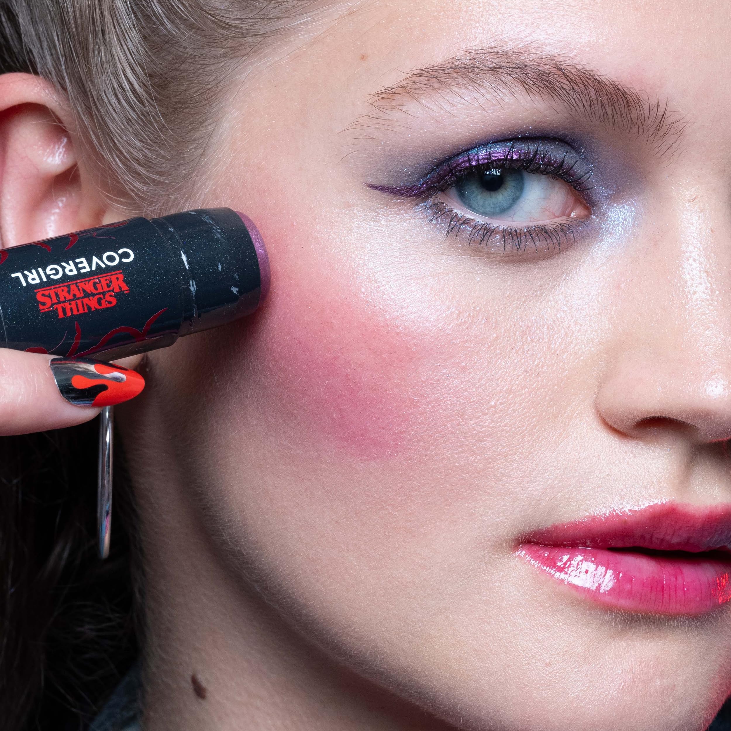 COVERGIRL Vecna's Curse cheek before and after showing customized flush