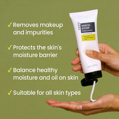 coxir foam on face example, highlights gentle cleansing without abrasion benefit