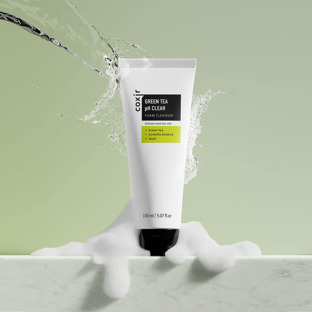 coxir green tea and centella ingredient focus, emphasizes soothing antioxidant benefit