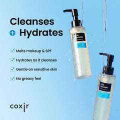 coxir pump dispensing silky oil texture for easy removal