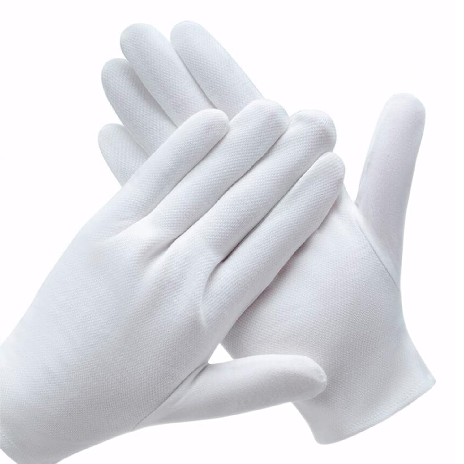 COYAHO front view of three pairs white cotton gloves showing clean packaging and fit comfort