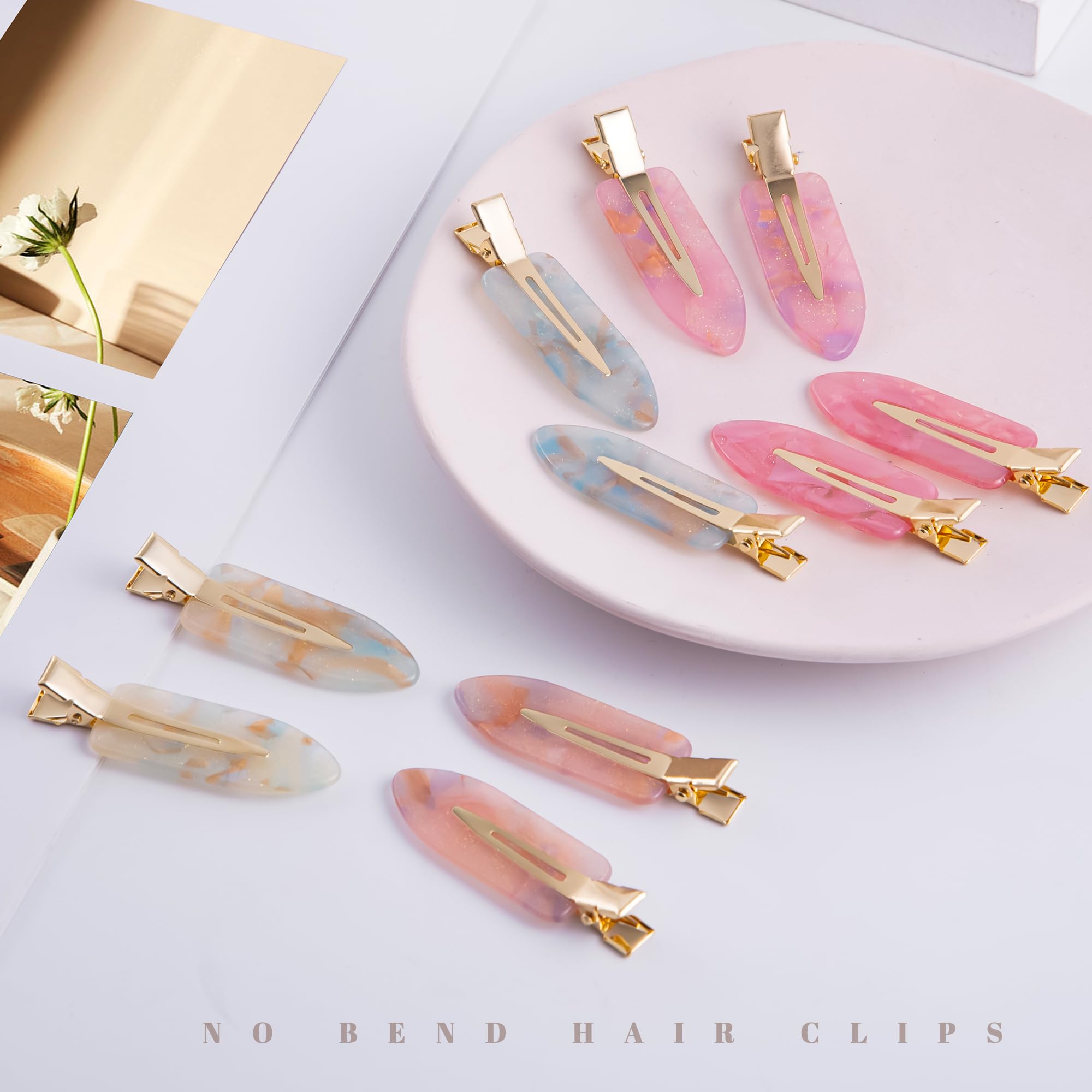 Cptots close-up of flat clip surface, shows smooth design that prevents hair creases