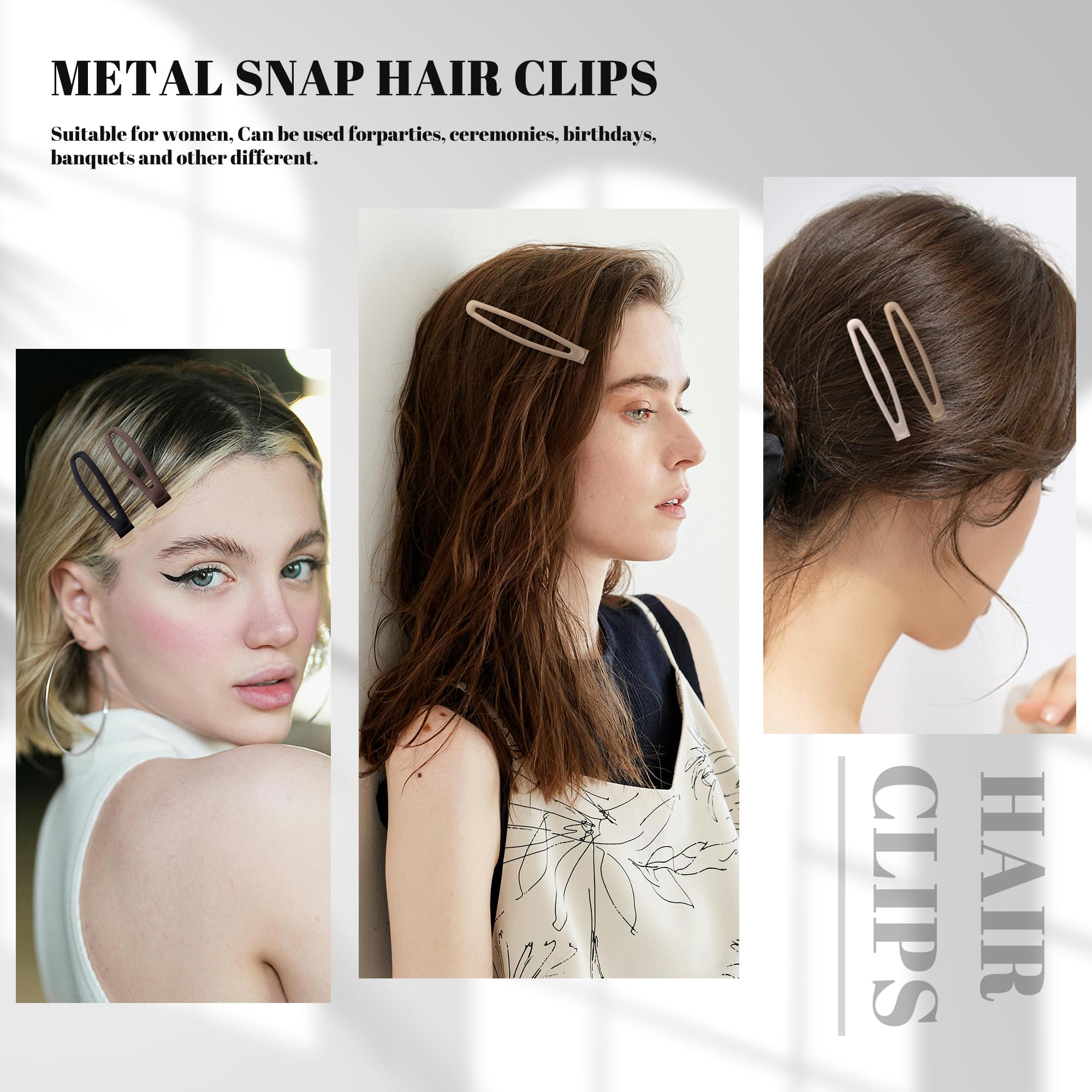 Cptots spread of black brown beige clips illustrating color-matching versatility