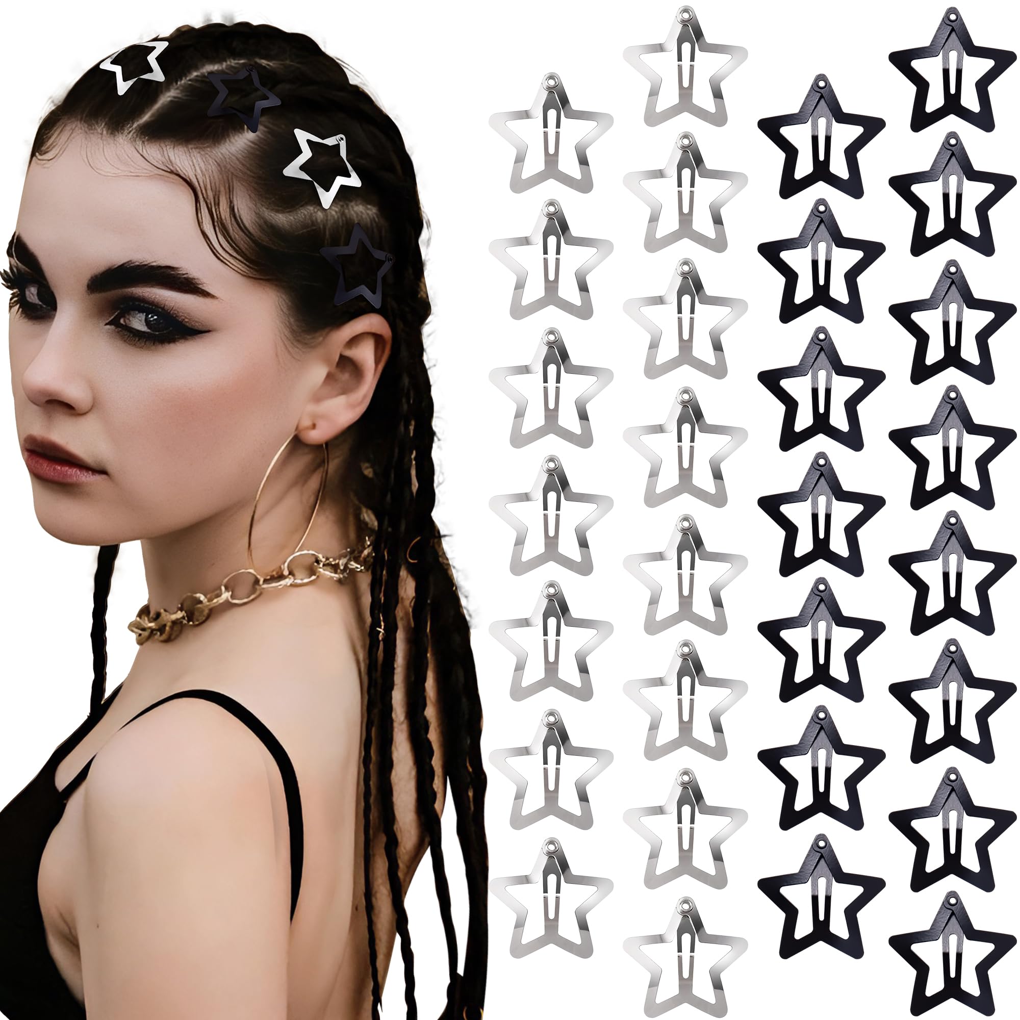 Cptots front pack showing 30 star clips for versatile styling