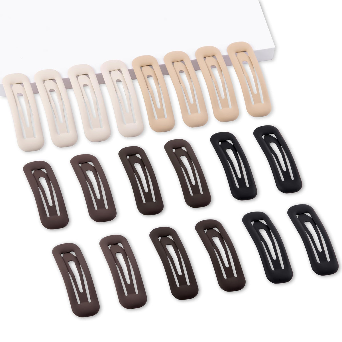 Cptots front view of 20-pack matte barrettes showing variety and convenience
