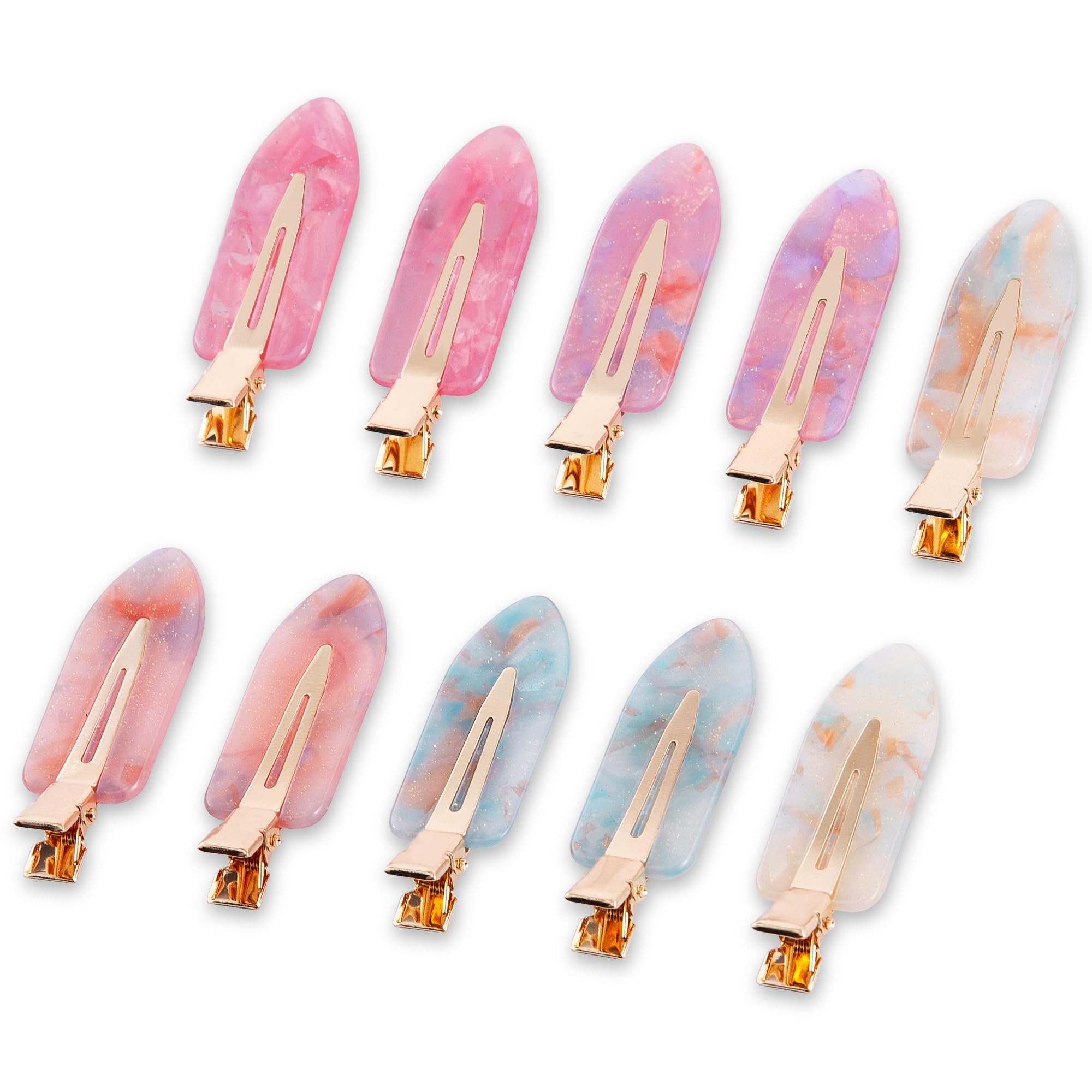 Cptots front packaging showing 10 sparkle pink and purple clips, convenient storage benefit