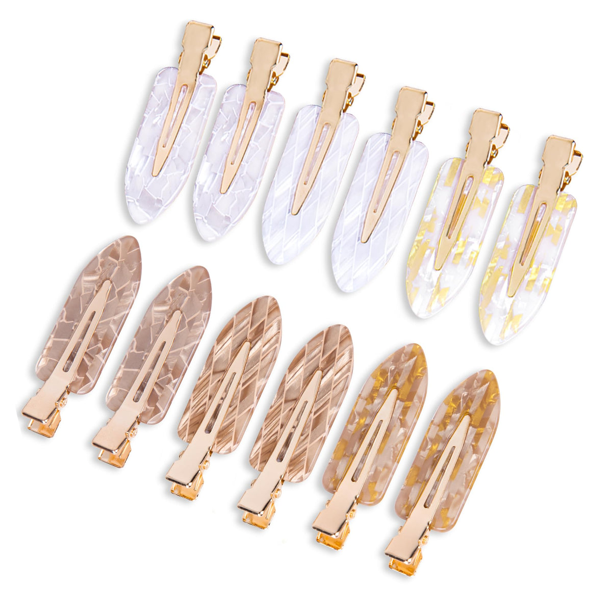Cptots front packaging showing 12 white-gold creaseless clips, convenient storage