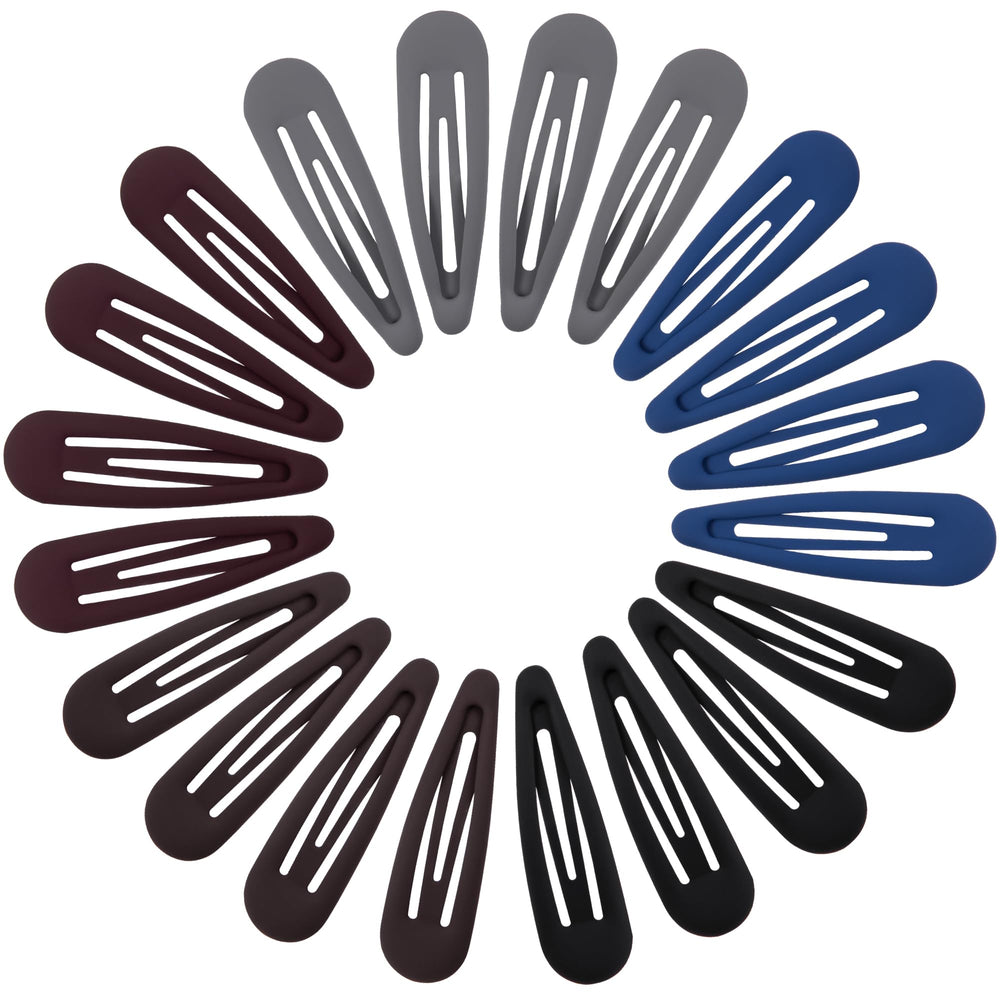 Cptots front pack of 20 matte snap hair clips showing colors and count for convenience