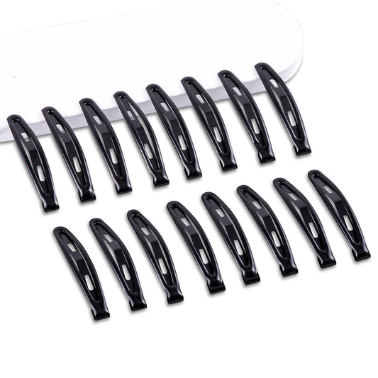 Cptots front packaging showing 16 bright black snap hair clips, durable set benefit
