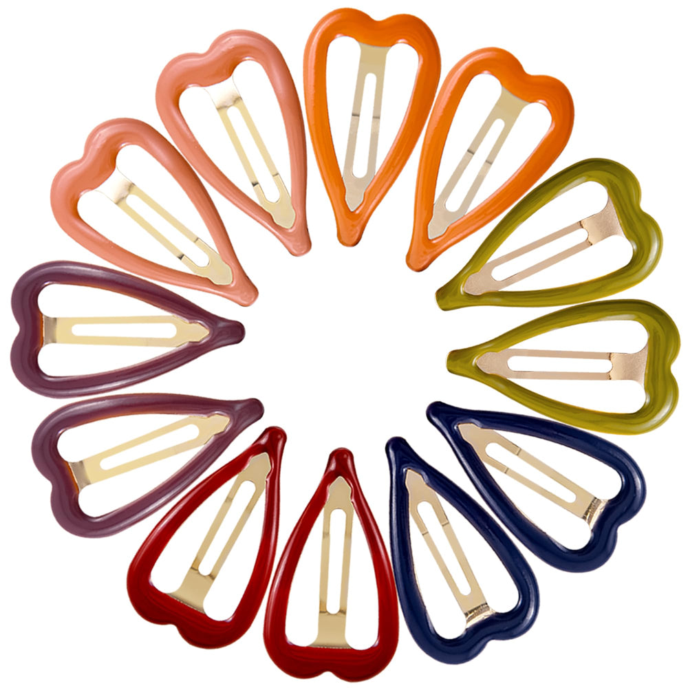 Cptots front view of 12 heart clips showing colorful set and quick styling