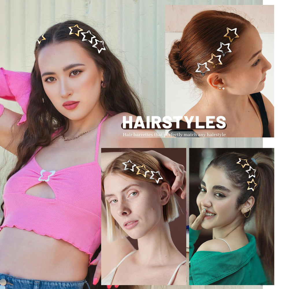 Cptots festival hairstyle with star clips adding playful metallic accents