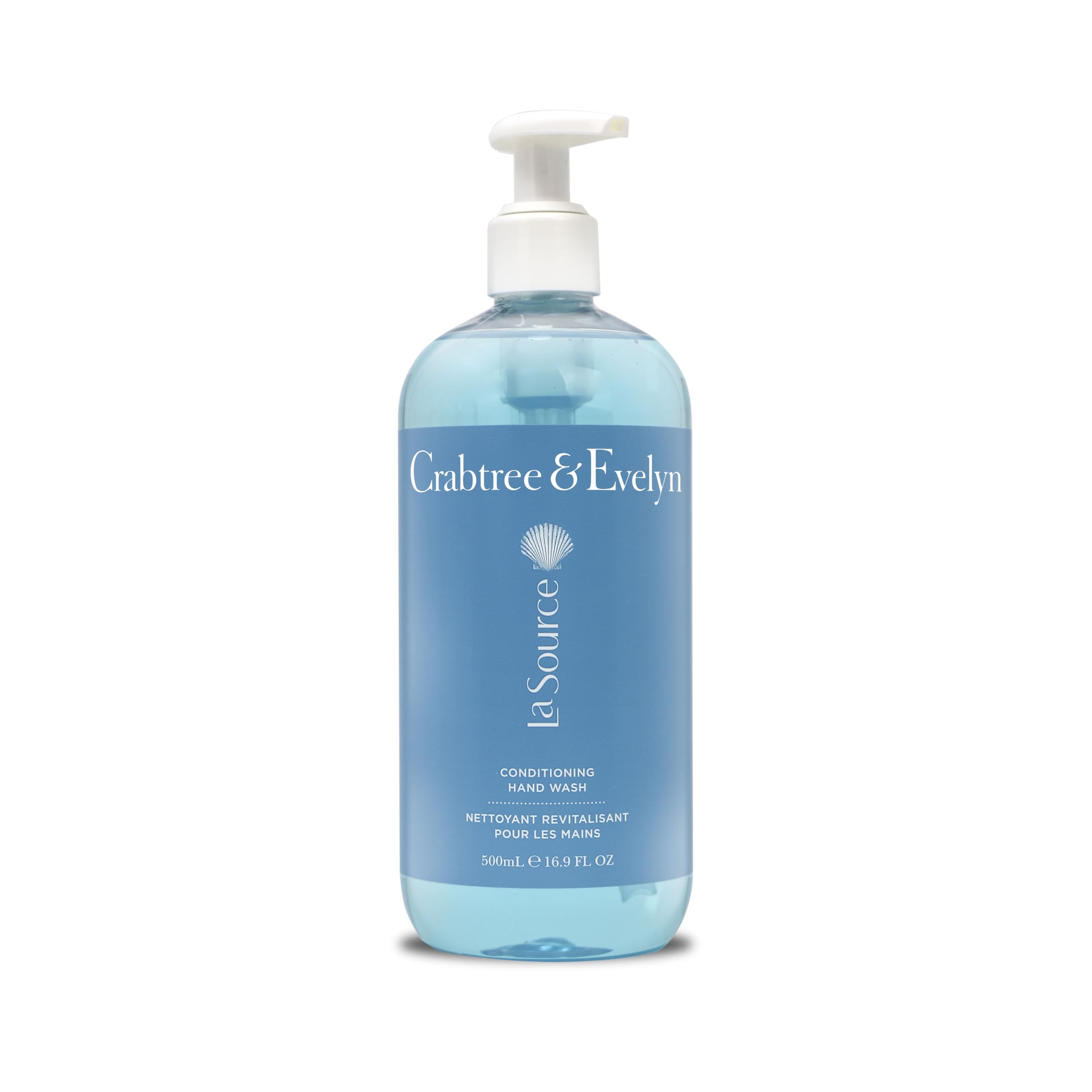 Crabtree & Evelyn pump bottle front view showing label and 16.9 oz, fresh sea scent