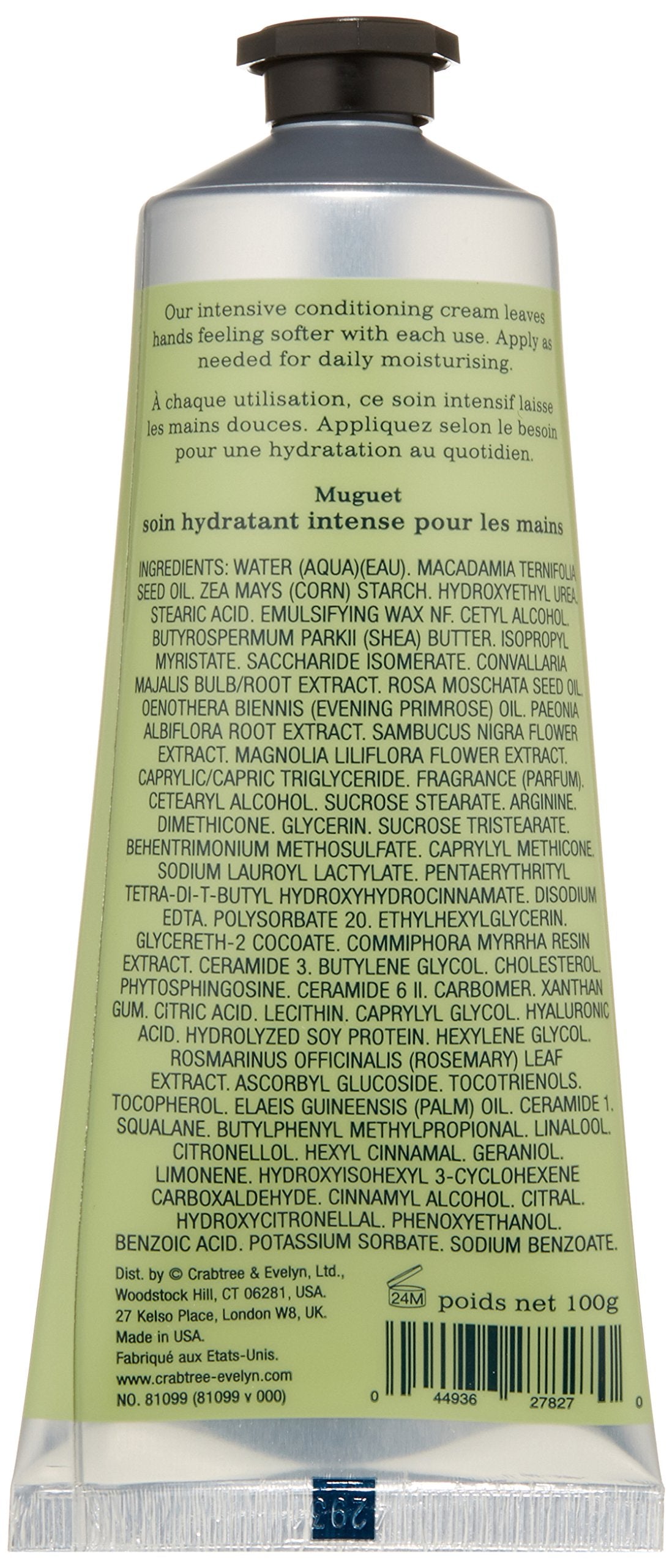 Crabtree & Evelyn Lily cream texture spread on skin, showing rich moisturising finish