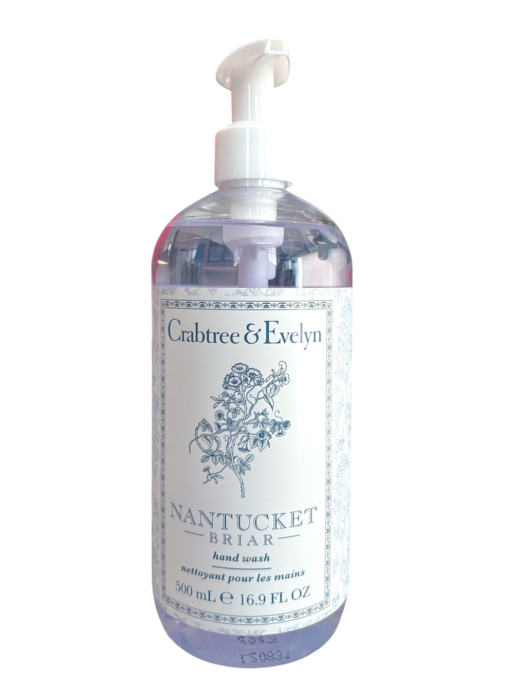 Crabtree & Evelyn gel lather texture on palm, shows creamy moisturizing foam