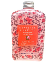 Crabtree & Evelyn front bottle showing Rosewater 21.9 oz label and elegant packaging benefit: clear product identity