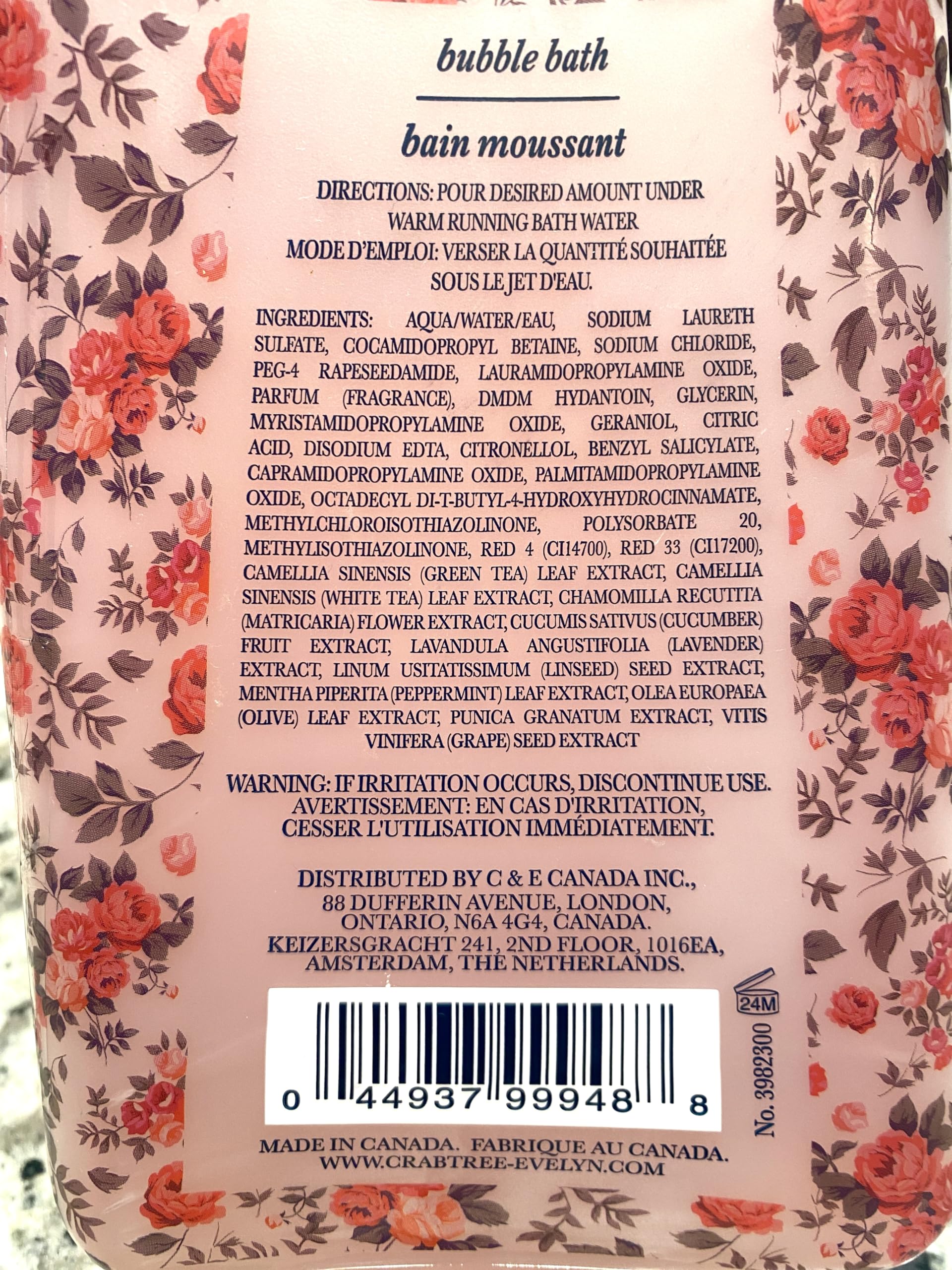 Crabtree & Evelyn close-up of creamy rosewater lather on skin showing moisturizing foam benefit: hydrated soft feel