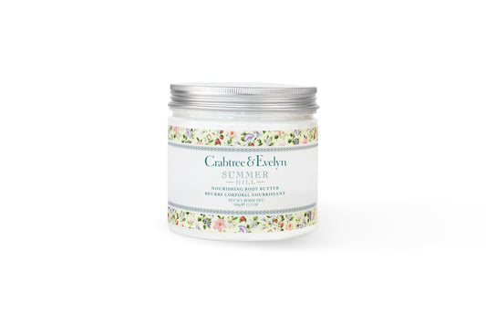 Crabtree & Evelyn jar front view showing label and nourishing moisturizer benefit