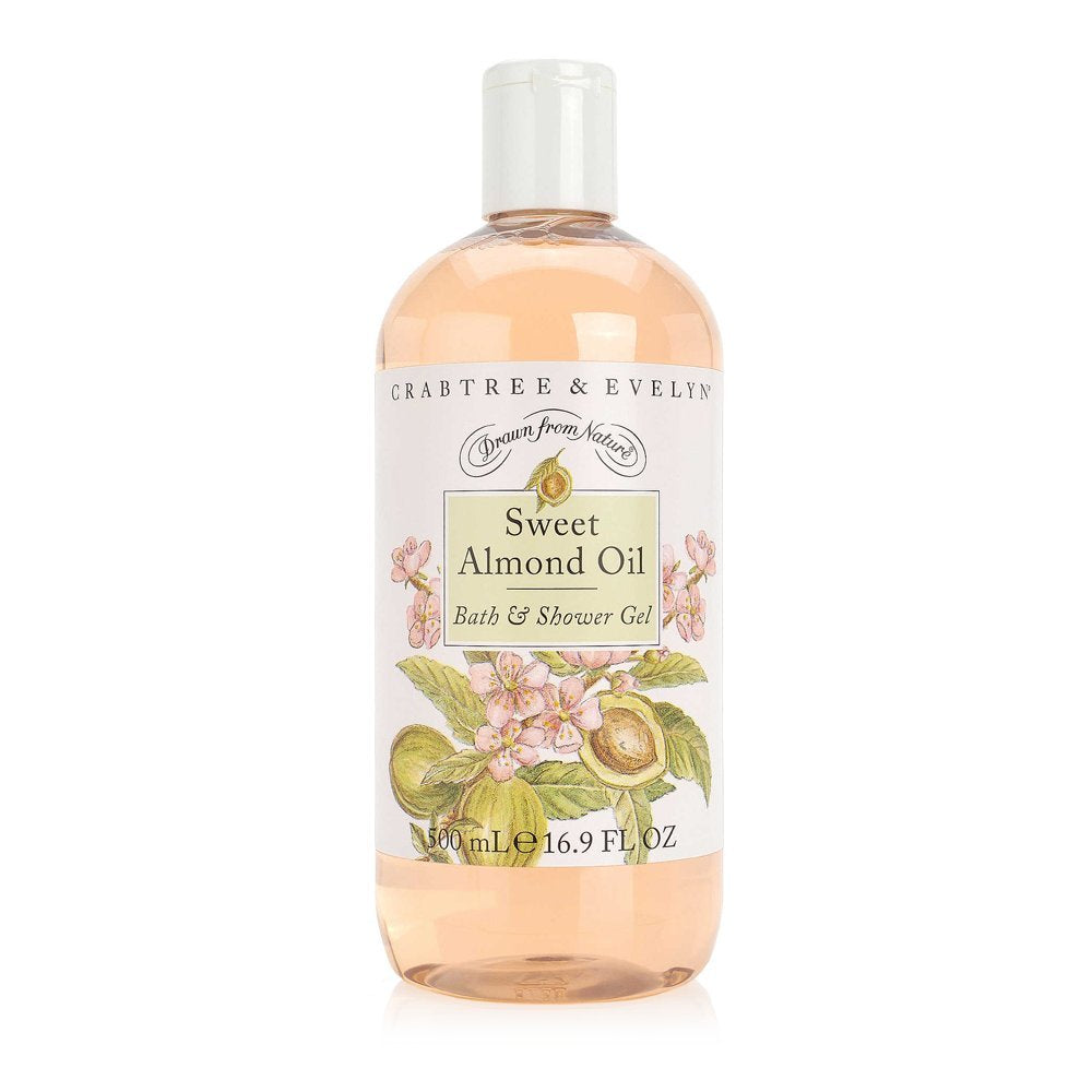 Crabtree & Evelyn front bottle view showing label and nourishing almond benefit