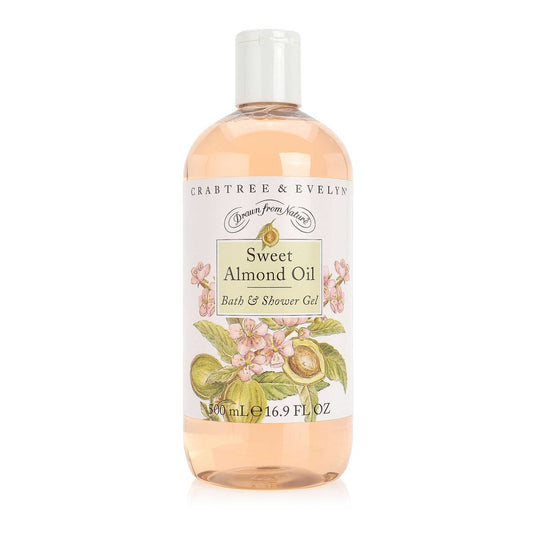 Crabtree & Evelyn front bottle view showing label and nourishing almond benefit