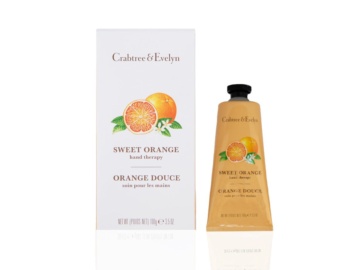 Crabtree & Evelyn Sweet Orange hand cream tube front view showing product and easy-squeeze cap for daily use