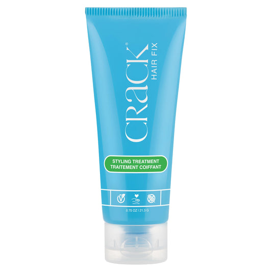 Crack front packaging tube showing product label and travel-friendly size, promotes convenience