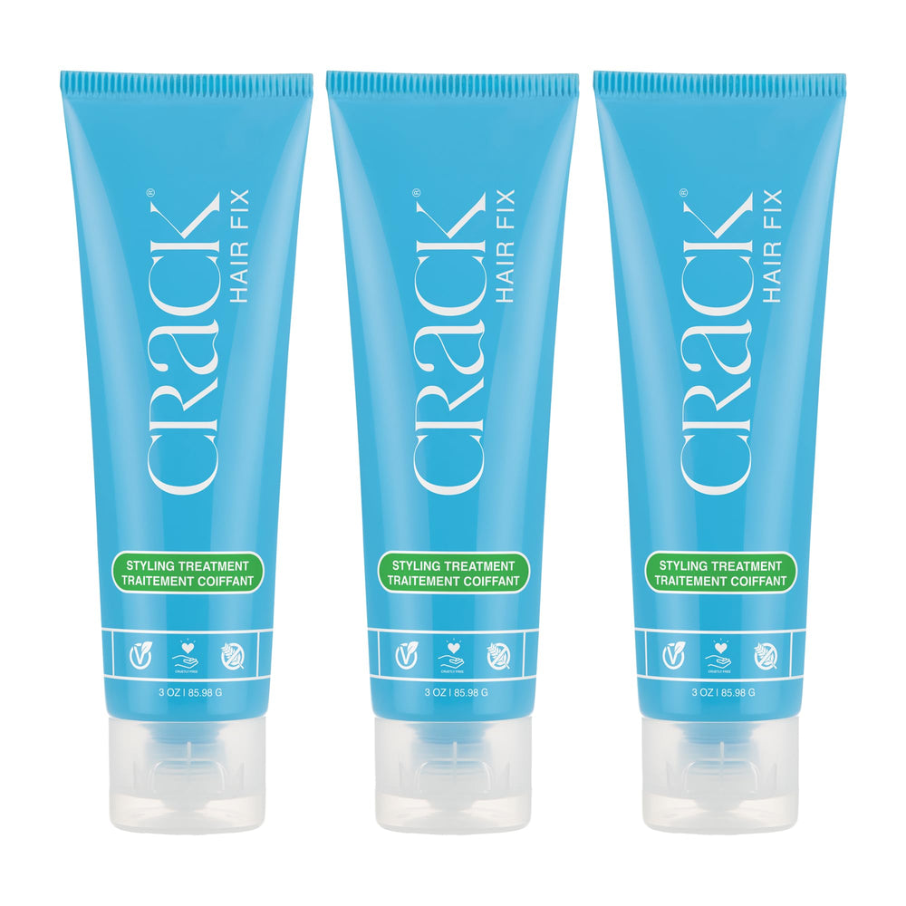 Crack front packaging showing three 3 oz tubes and benefits
