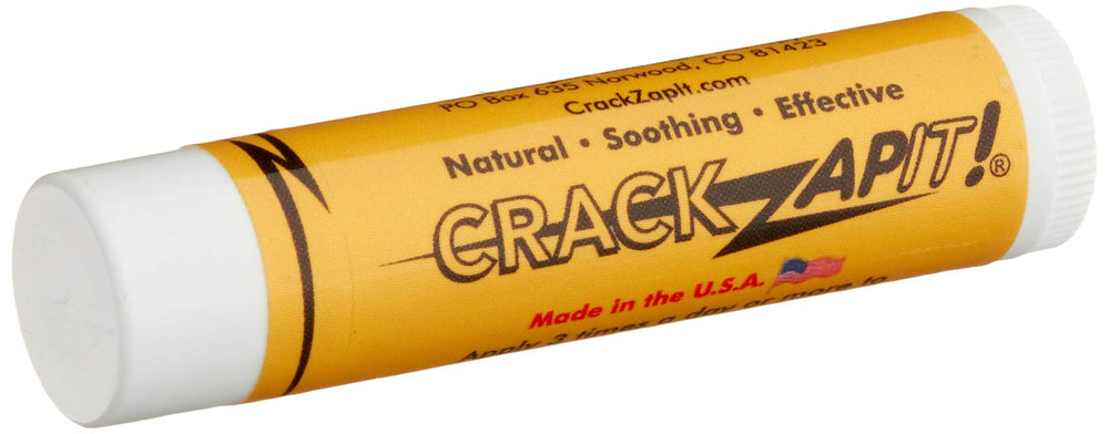 CRACKZAPIT! front tube view showing compact portable balm and easy carry benefit