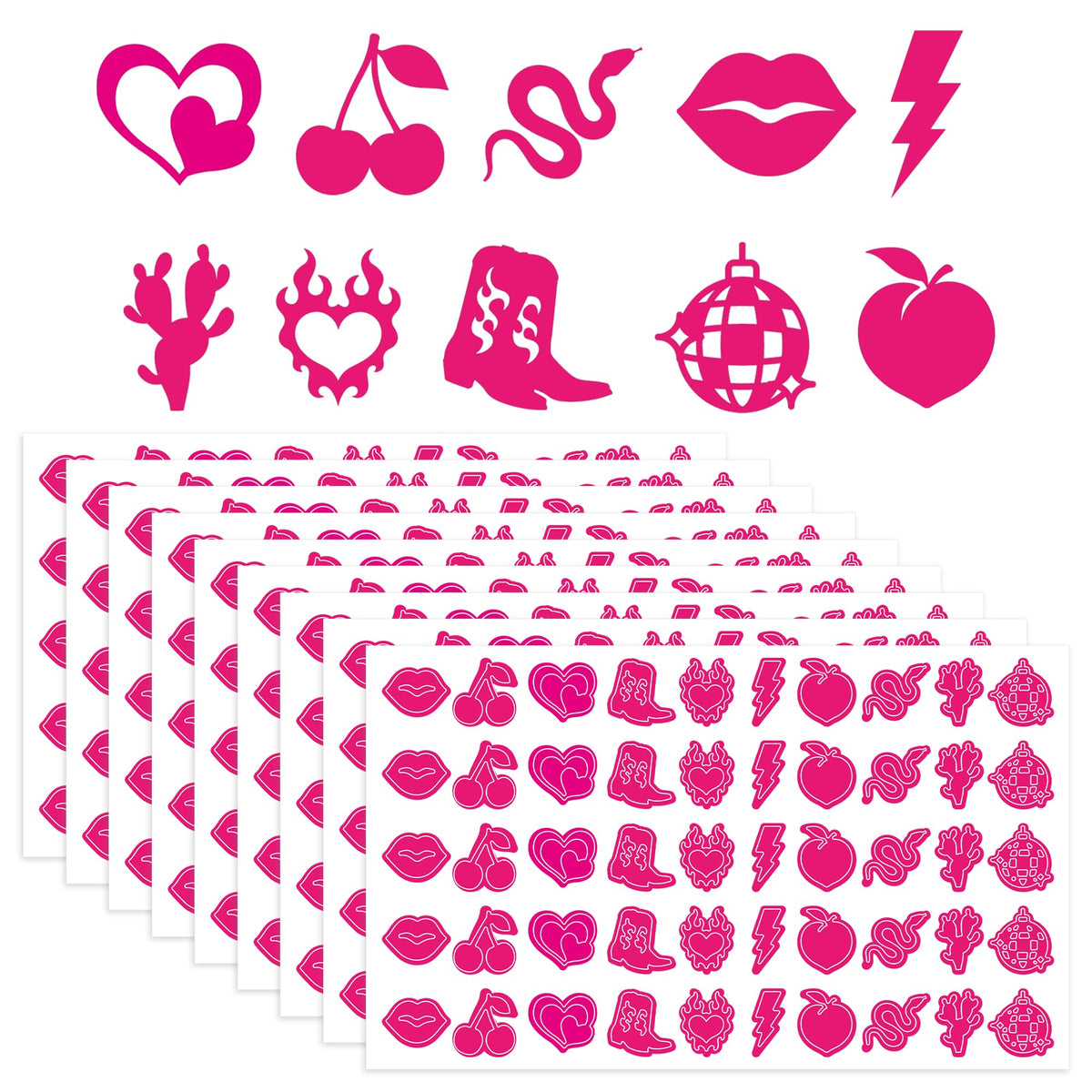 CRASHOT front sheet display showing assorted pink Western motifs and easy selection benefit