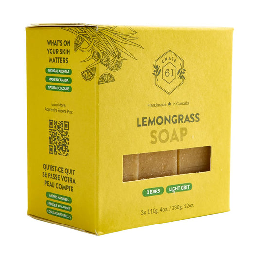 Crate 61 Organics bar close-up texture highlighting creamy lather potential and quality