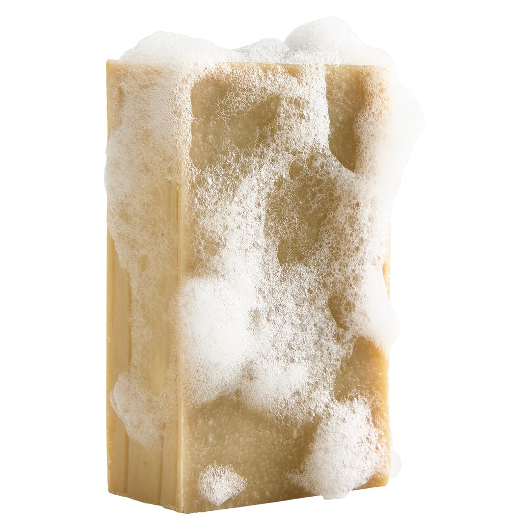 Crate 61 Organics soap producing lather on washcloth showing effective yet gentle cleansing