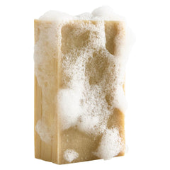 Crate 61 Organics soap producing lather on washcloth showing effective yet gentle cleansing