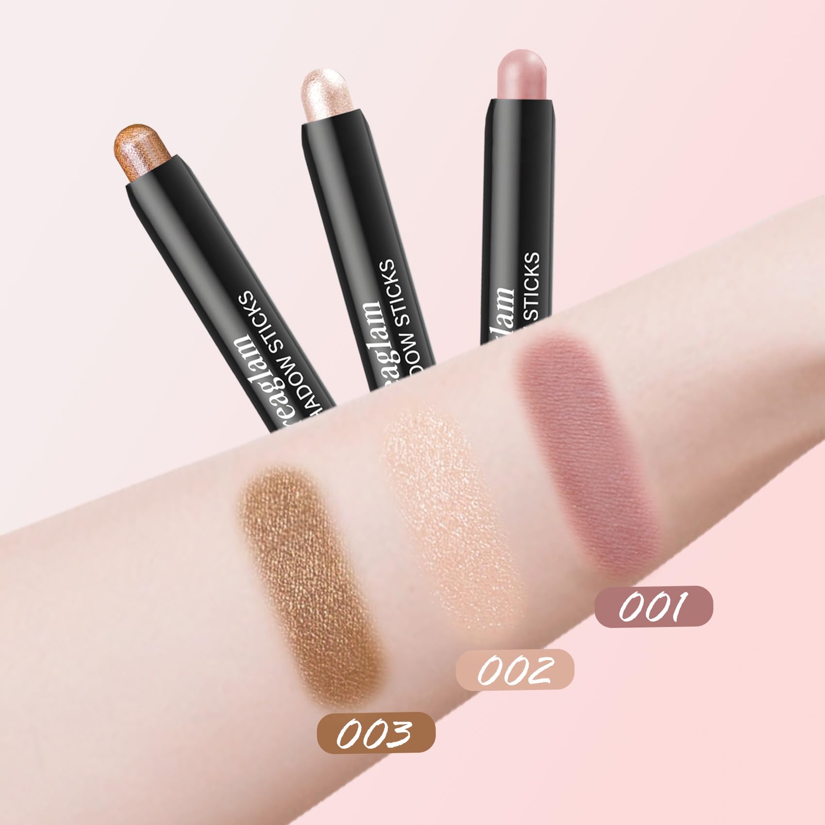 Creaglam eye demo with matte dusty pink for natural daytime brightening