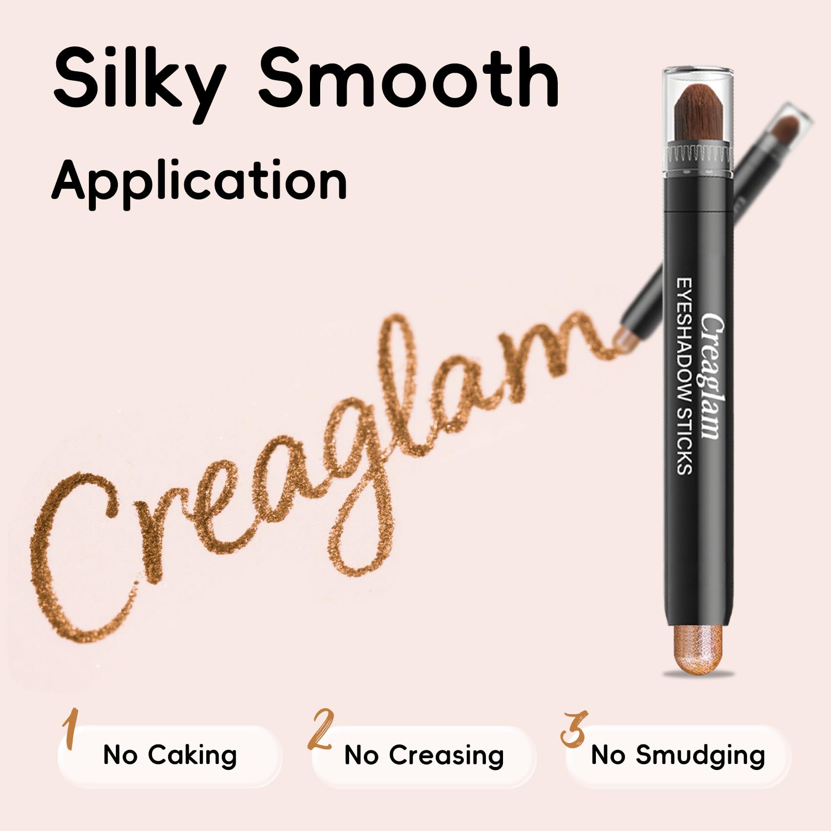 Creaglam arm swatches of all three shades showing blendability and true-to-color payoff
