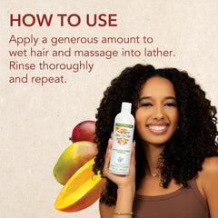 Creme of Nature shampoo being applied to wet hair for hydration