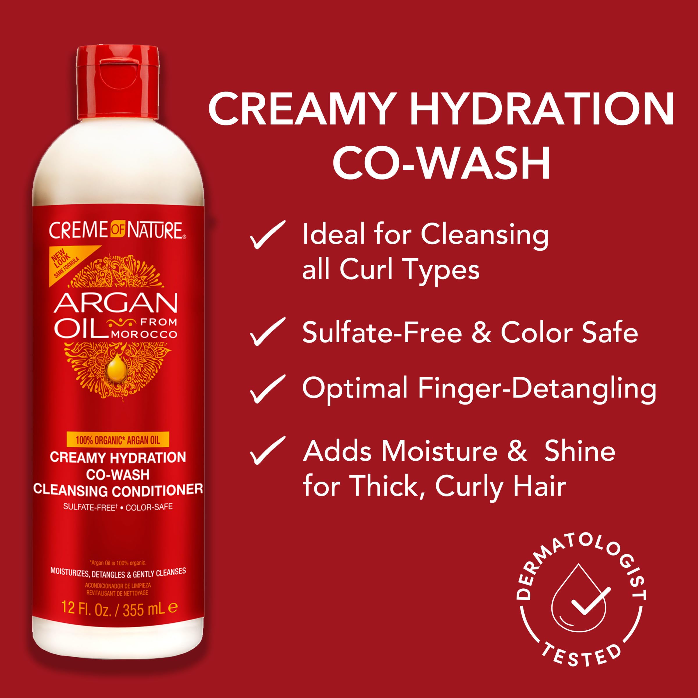 Creme of Nature being applied in shower to wet curls for gentle cleansing
