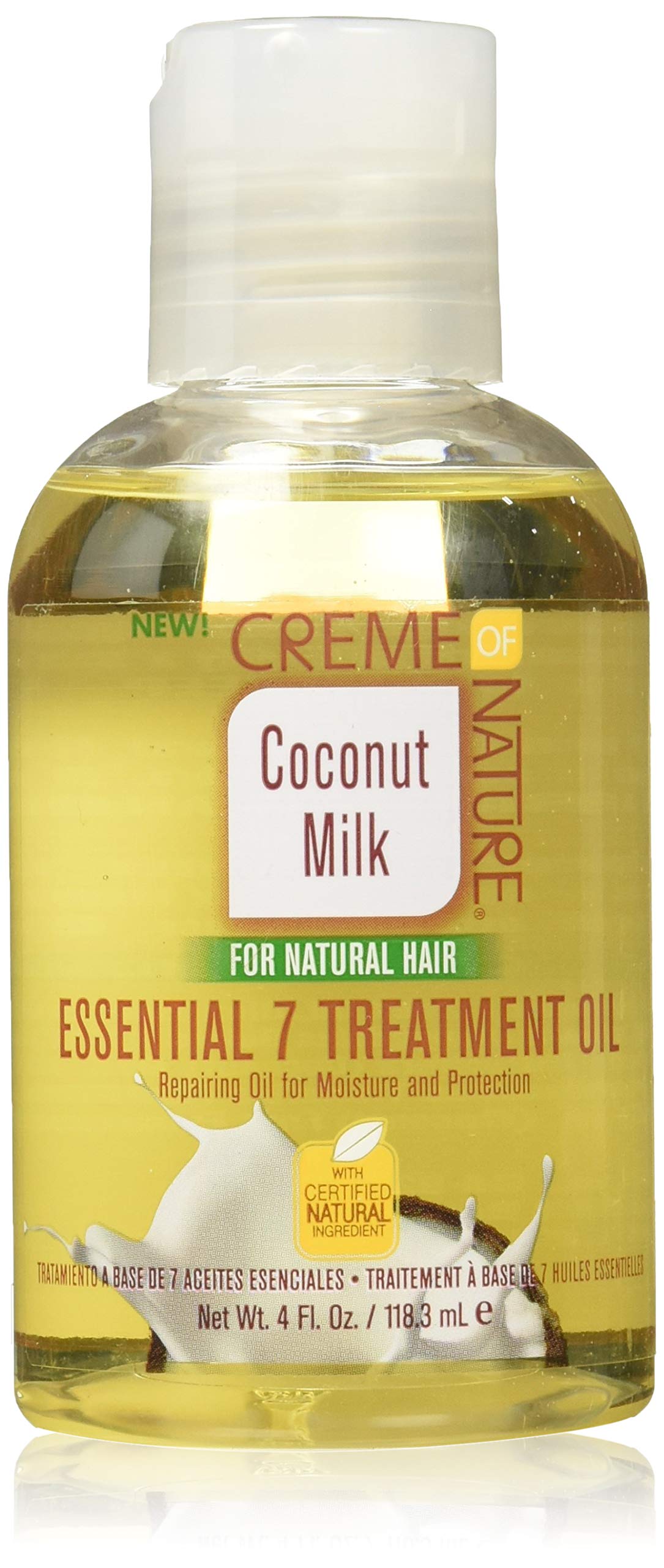 Creme of Nature front packaging showing bottle and label, highlights moisture benefits